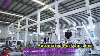 2247 O13 Linea di produzione automatica di pesatura, riempimento e sigillatura di carne di maiale tagliuzzata in barattoli di vetro